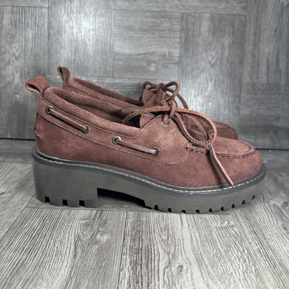 Sperry Boat Shoe AO 2 Eye Lug Women 6 Brown Suede Platform 104884 NEW